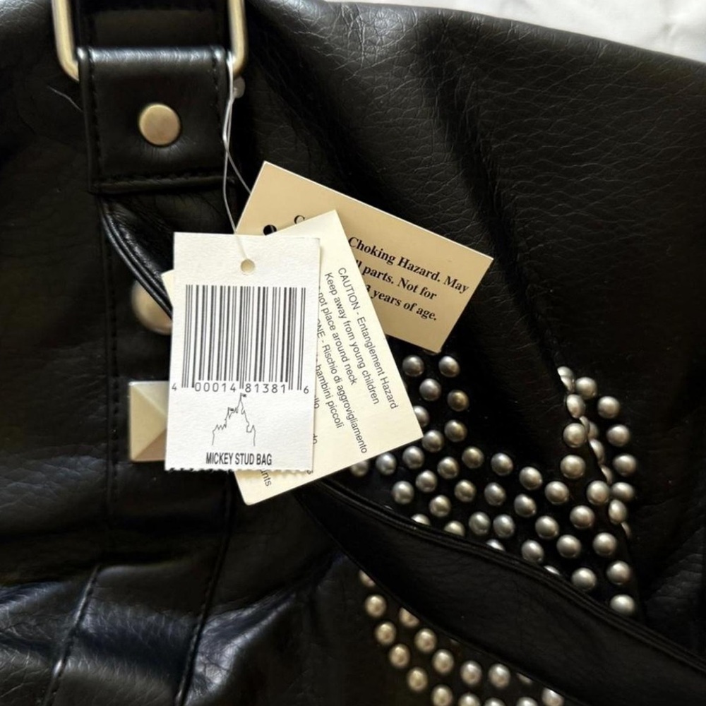 NWT Disney Parks Mickey Mouse Studded Black Vegan Leather Shoulder Bag - Rare - Picture 6 of 6